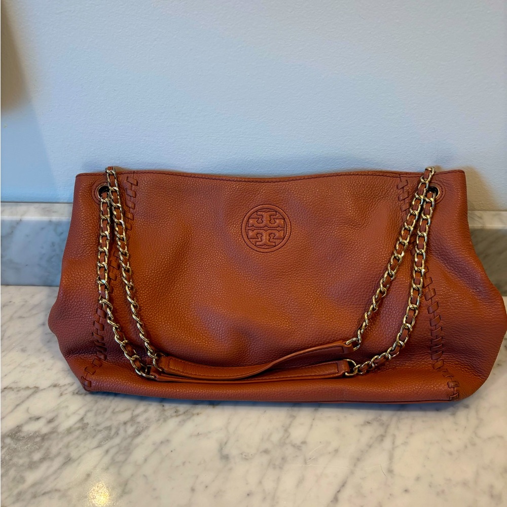 Tory Burch Brown Leather Marion Tote